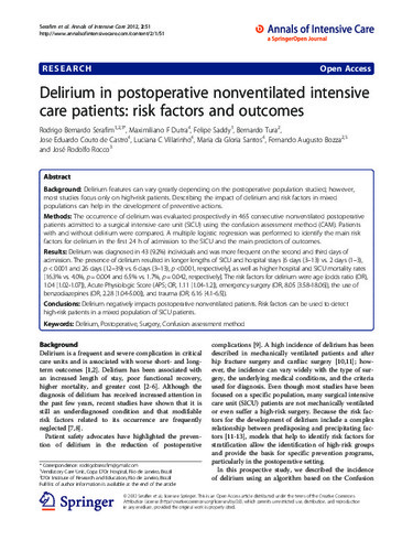 Delirium in postoperative nonventilated intensive care patients: risk ...